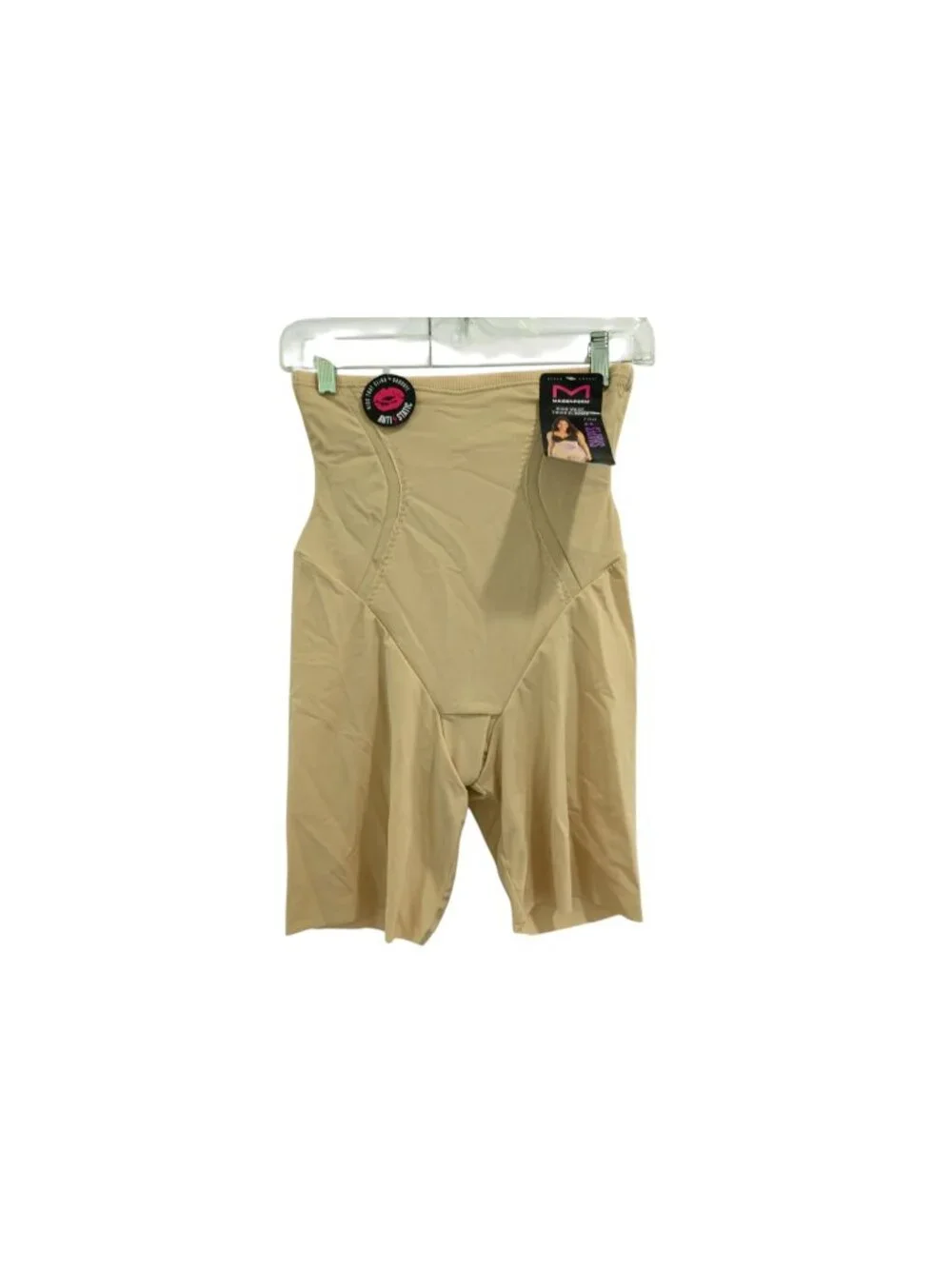 NWT Maidenform High Waist Firm Tummy Control Shapewear Shorts Sz L Beige DM5001